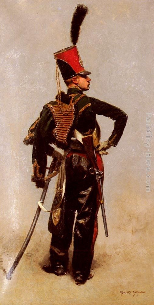 Jean Baptiste Edouard Detaille A Rank Soldier of the 7th Hussar Regiment